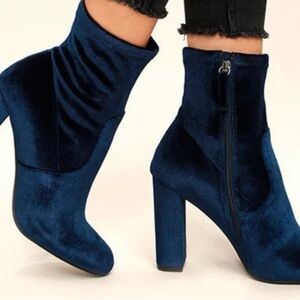 Steve Madden Navy Velvet Heeled Boots